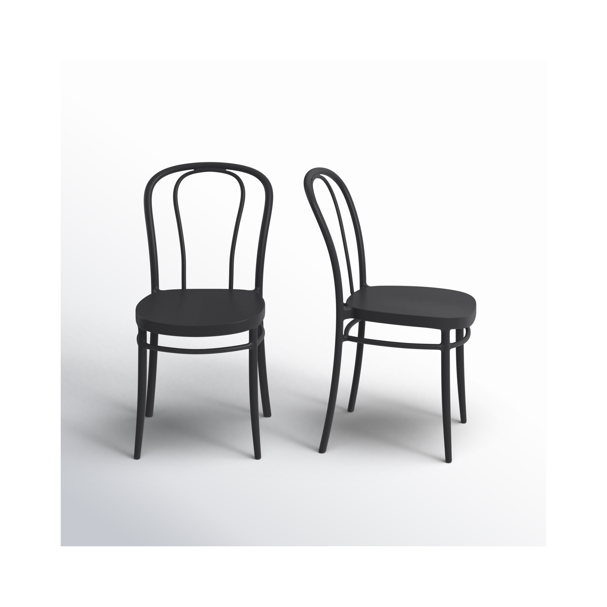 Farrah Stacking Patio Dining Side Chair, Black