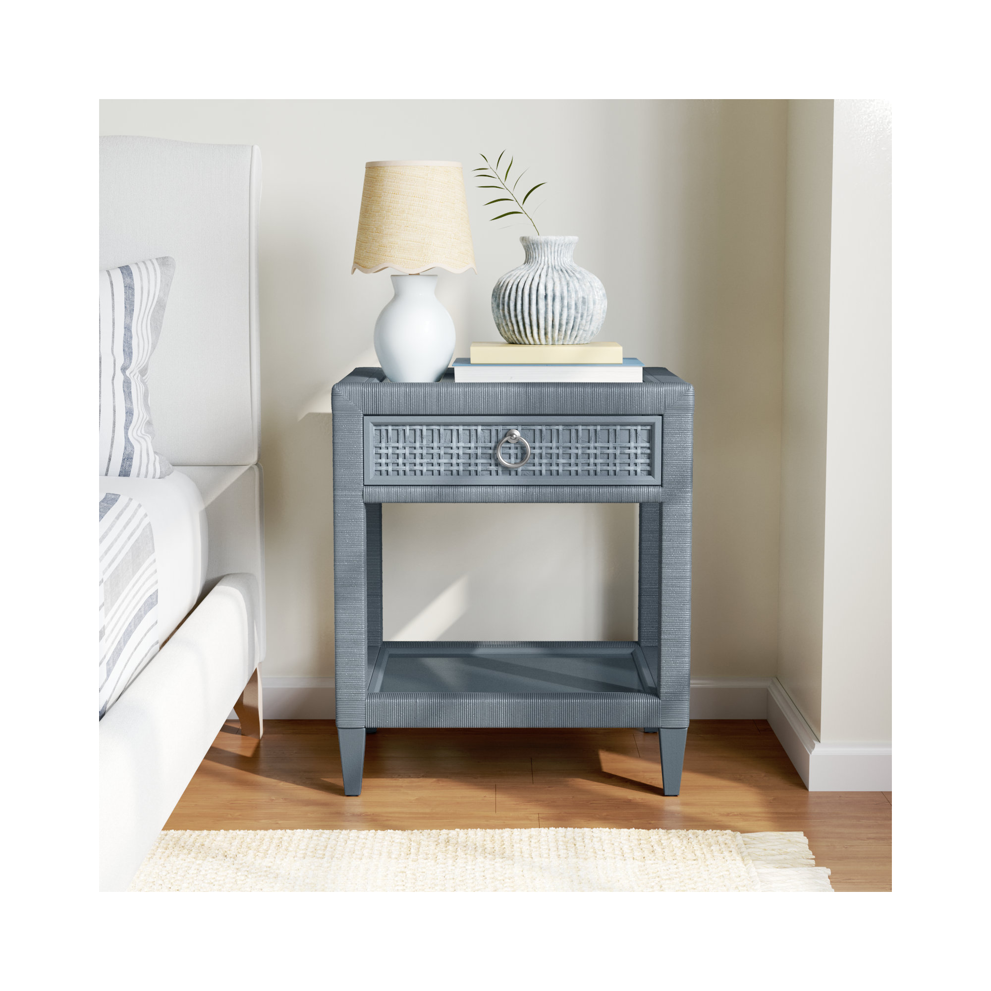 Monterey 1 - Drawer Nightstand, Sea Glass, No, Satin Nickel