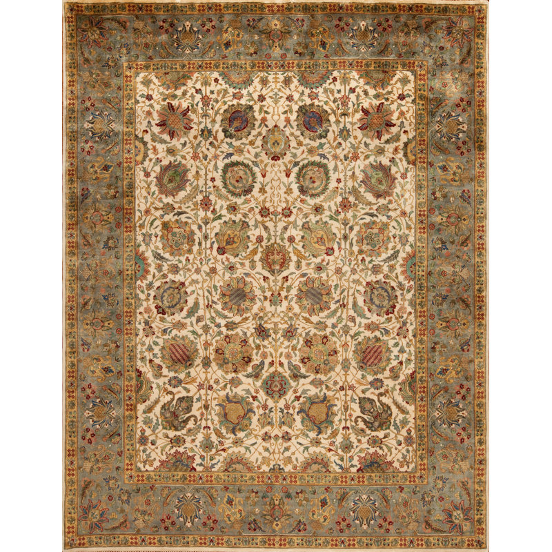 Kingdom Hand Knotted Wool Area Rug, Rectangle 6' x 9'
