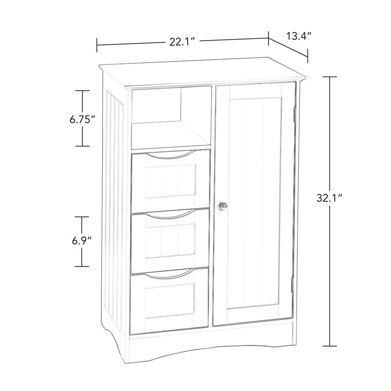 Armoire de rangement à une porte avec 3 tiroirs, Gris