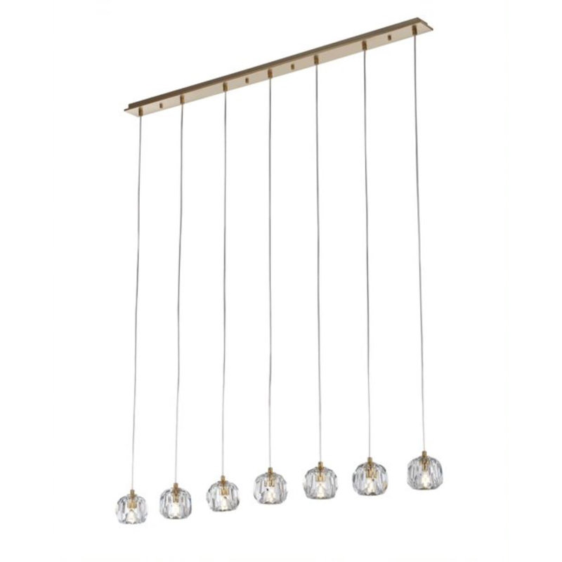 7 - Light Kitchen Island Pendant, Brushed Brass