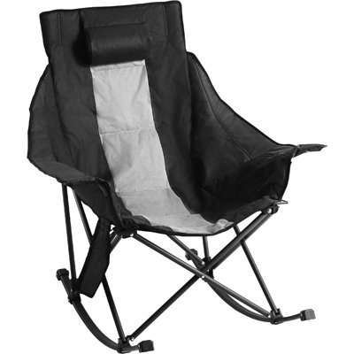 Chaise de camping extérieure chauffée à 3 réglages de chauffage, chauffage à deux zones, chaise berçante pliante rembourrée de grande taille, chaise de jardin robuste avec poche et porte-gobelet, supporte 225 lb, portable pour les sports d'hiver,