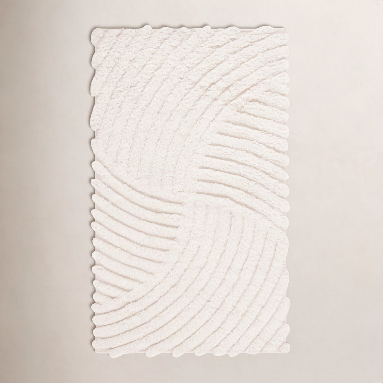 Abriel Ivory Hand-Woven Abstract Wool Rug, Rectangle 10' x 14'