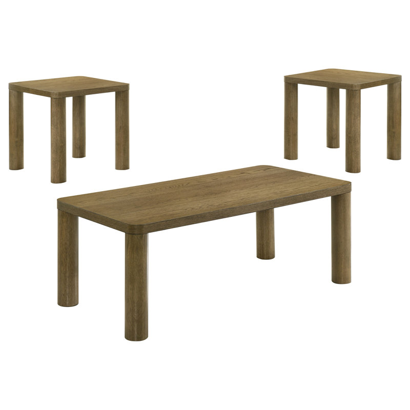 Ensemble de tables basses 3 pièces Castlewood, 3 pièces: table basse, 2 tables de bout, Chêne brun