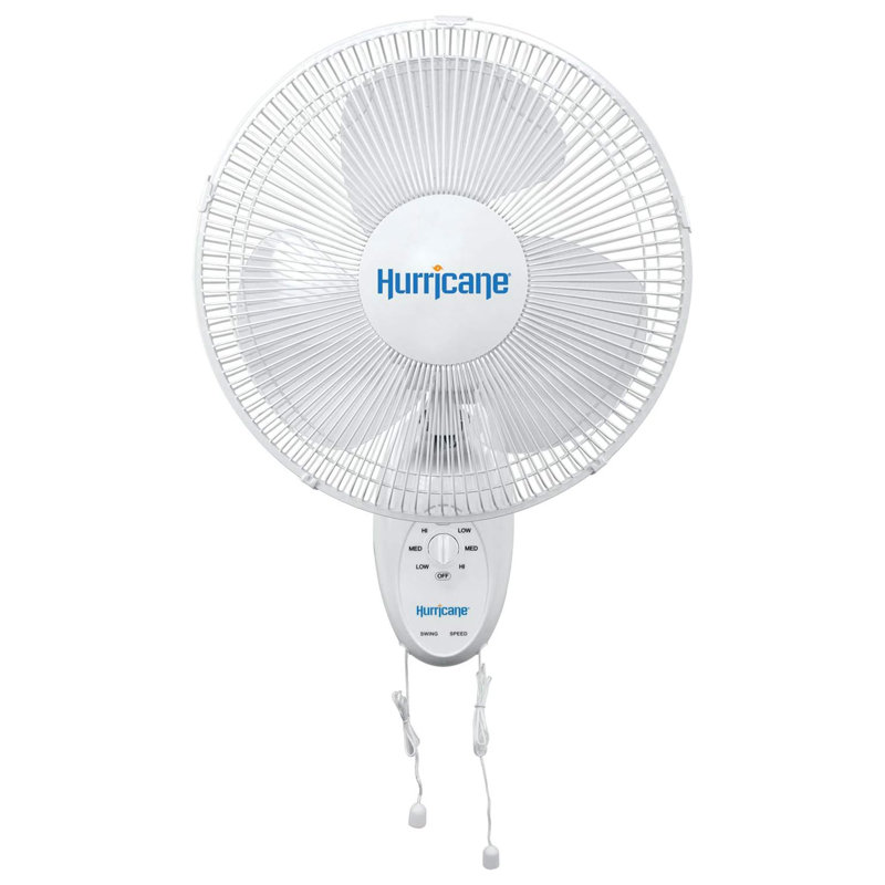 Hurricane Oscillating Wall Mounted Fan, 23.6" H x 17.7" W x 13.8 " D