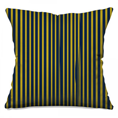 Navy Yellow Stripes Double Sided Throw Pillows