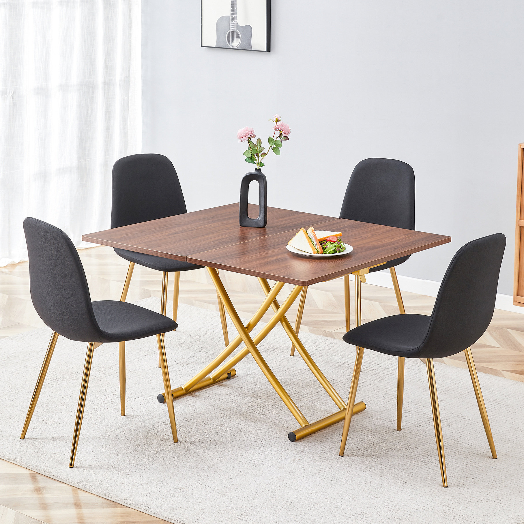 Mercer41 Modern Adjustable Table And Chair With Wood Grain Sticker ...