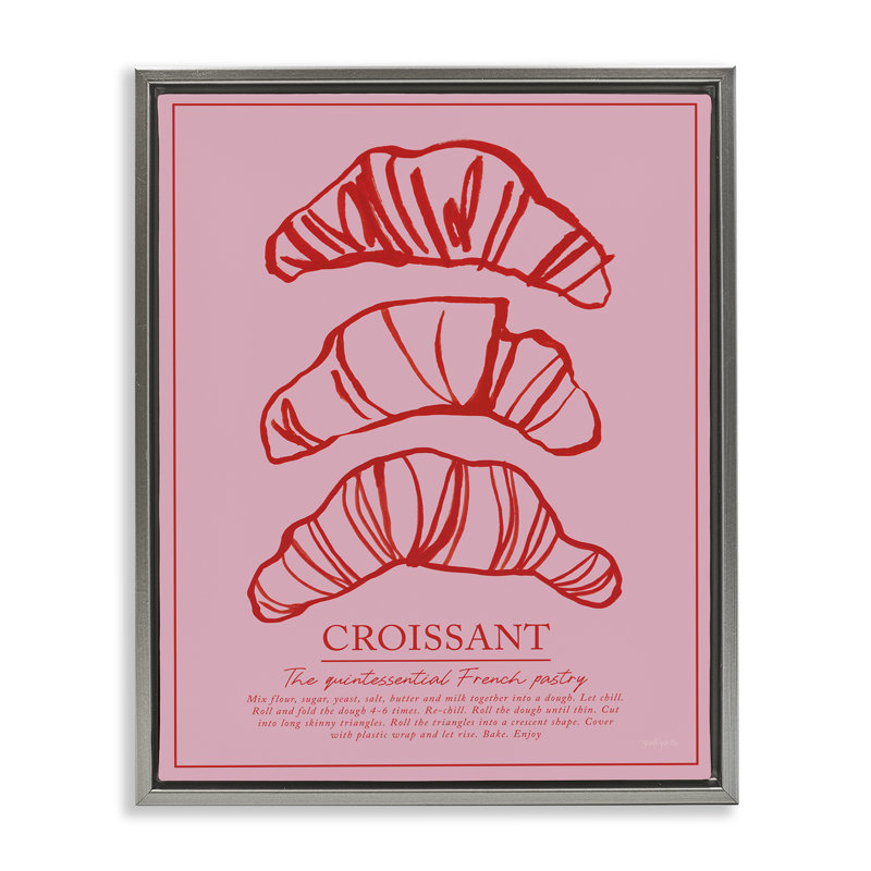 Cadre flottant Croissant Petit déjeuner, conçu par Jenaya Jackson, H 31 po x l 25 po, Cadre flottant gris lustré