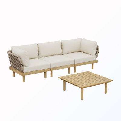 Ensemble de 4 canapés d'extérieur en forme de L avec coussins 4 pièces