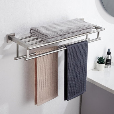 Moncerrath Metal Floating Shelf with Towel Bar