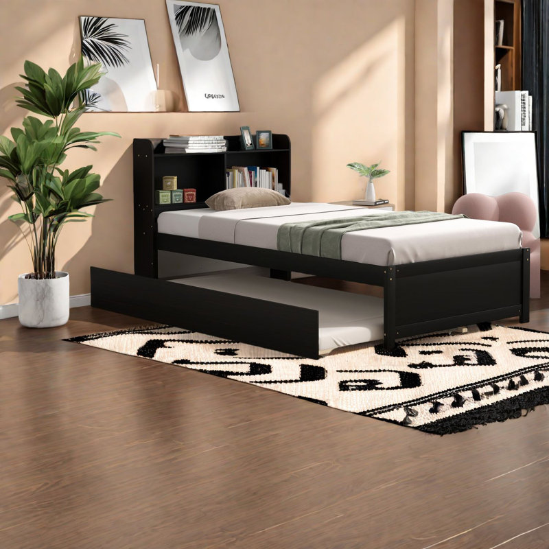 Lit simple en bois de pin, gigogne moderne, peu encombrant