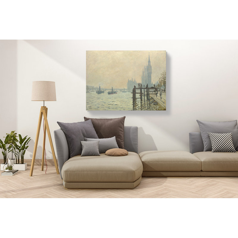 The Thames Below Westminster by Claude Monet - Print, 50cm H x 70cm W, Wrapped Canvas
