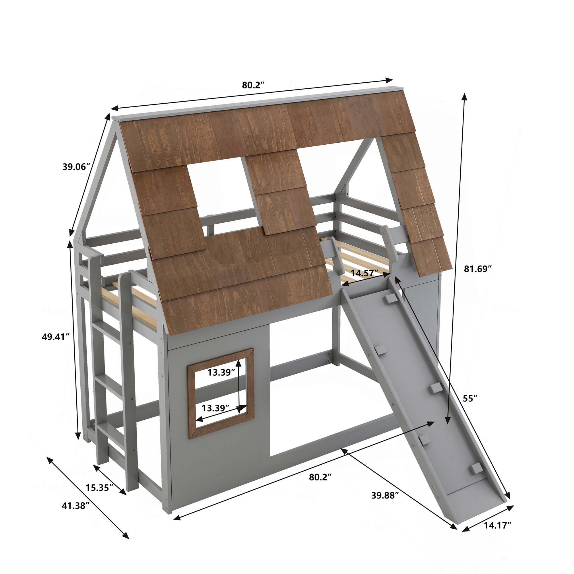 Ophelia & Co. Cozy and Fun Wood Twin Size House Bunk Bed with Window ...