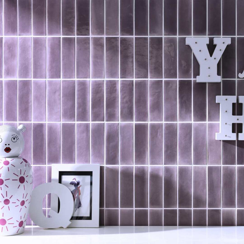 Galileo 2" x 6" Glossy Porcelain Wall Tile, Viola