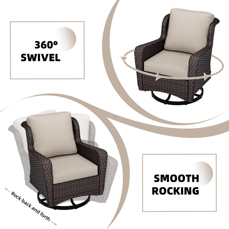 Ensemble d'accoudoirs d'extérieur en osier 3 pièces, Beige