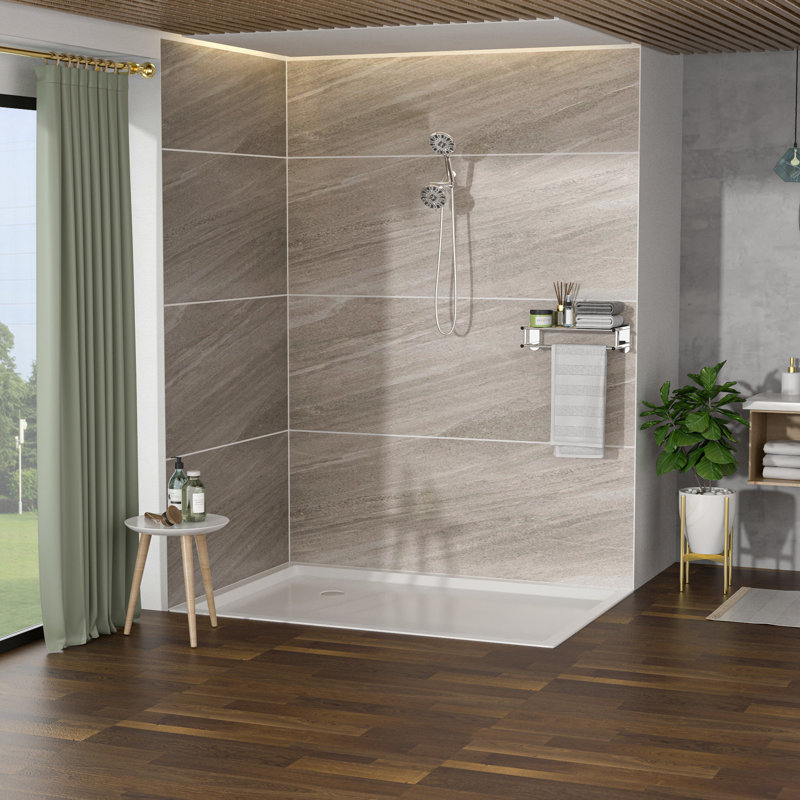 Pomme de douche ronde 4,7 po et douche à main 7 po avec placage mural