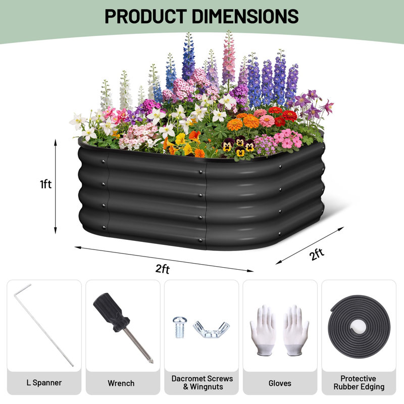 Metal Raised Garden Bed, Gray