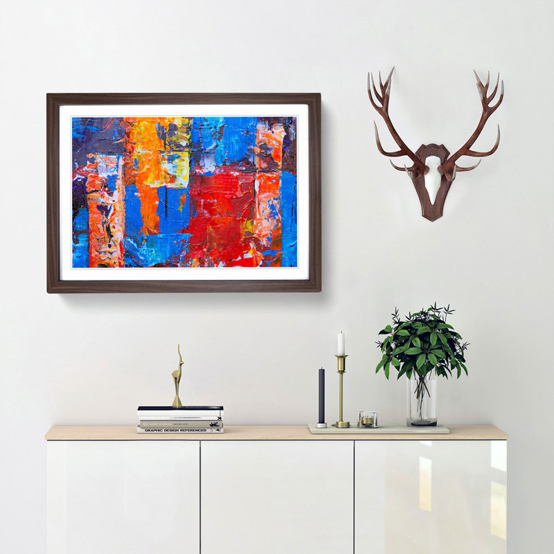 Abstract Art Painting Vol.328 by S.Johnson - Picture Frame Painting Print, Walnut Framed, 48cm H x 65cm W x 2cm D