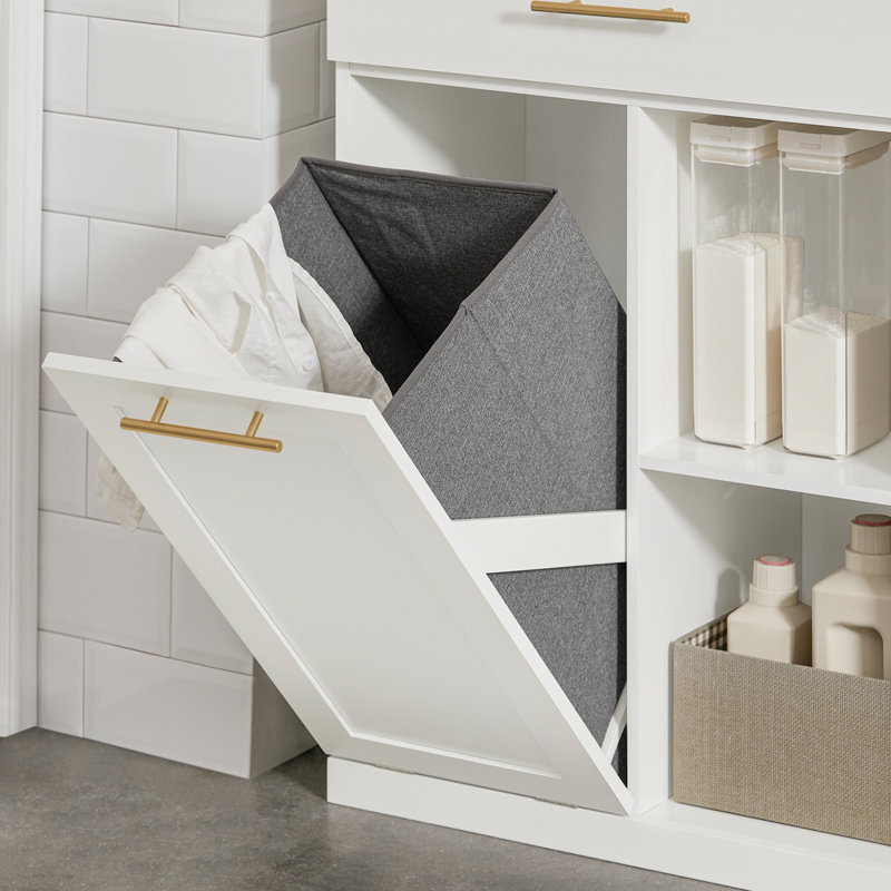 Wood Cabinet Laundry Hamper with Handles