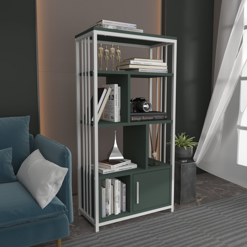 Valero 120cm H x 60cm W Bookcase, Green, White
