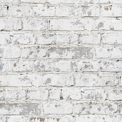 Brick Wallpaper Peel And Stick, Vintage Faux 3d Brick Wallpaper White And Grey, Self Adhesive Removable Textured Wall Paper For Bedroom, Fireplace, Living Room And Home Interior Decor