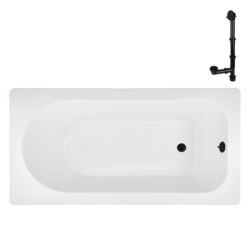Baignoire de trempage en acrylique 60 po x 32 po, drain inclus, Noir mat