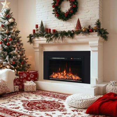 36 in. Electric Fireplace Insert with Trim Kit, Realistic Log, Overheat Protection, 750/1500W, Adjustable Flame Speed
