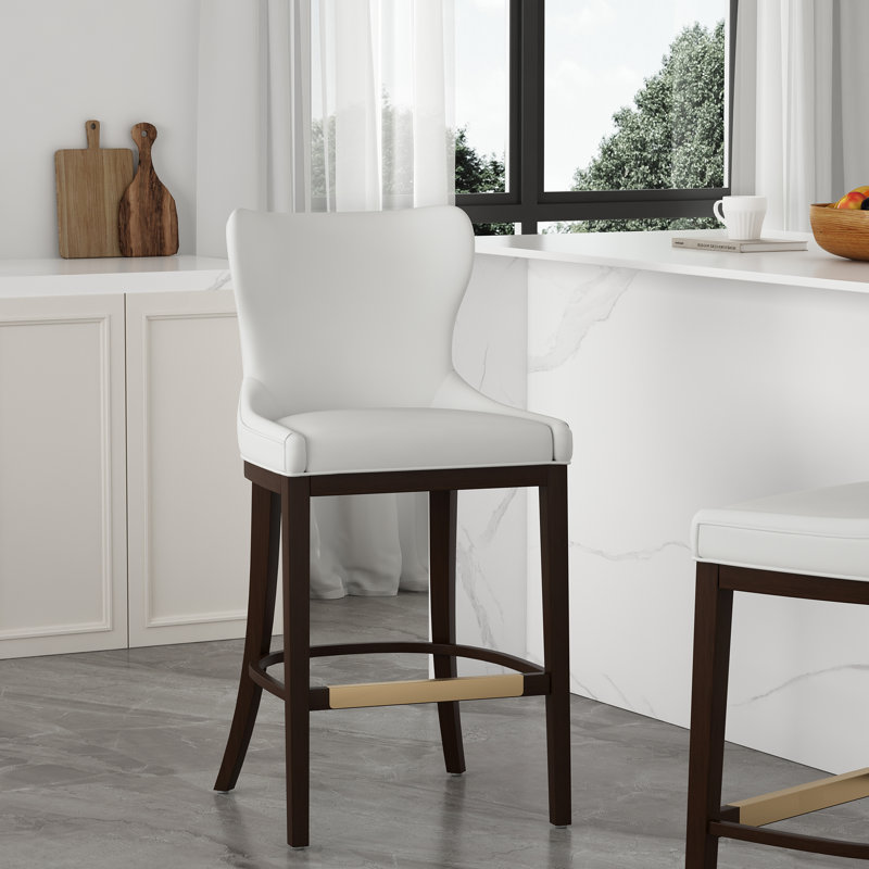 Tabouret de bar rembourré Blair, Blanc, Tabouret de bar (siège d'une hauteur de 29 po), 1