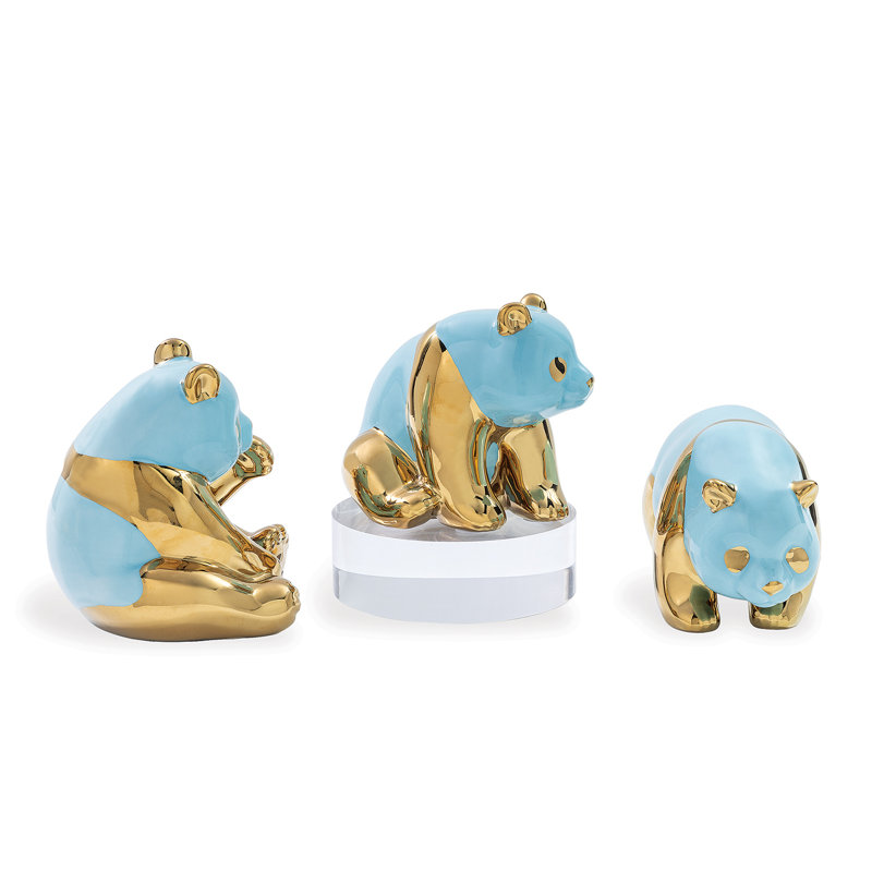 Panda Objects (Set/3), Gold/Turquoise