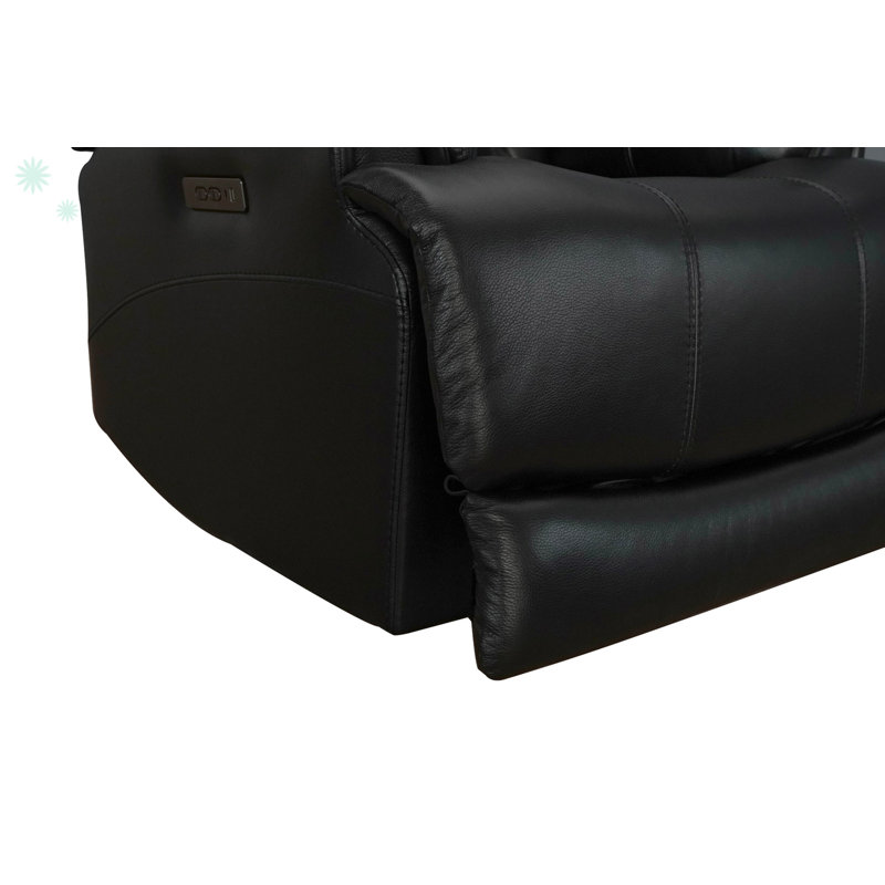 Fauteuil inclinable électrique en cuir véritable noir avec largeur zéro gravité de 37,5 po