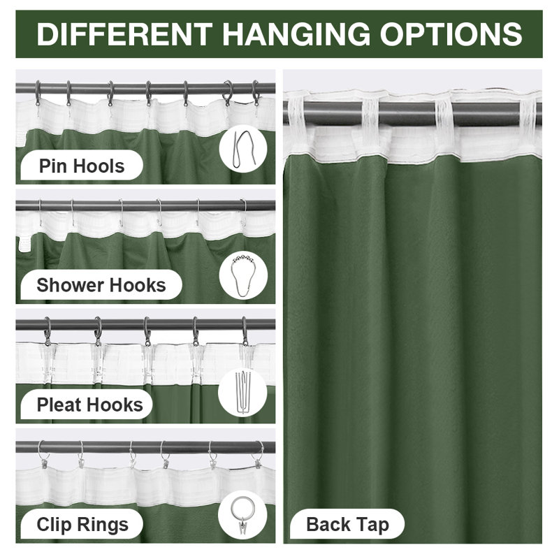 Lauier Velvet Blackout Curtain Pair, 52" W x 84" L, Light Green