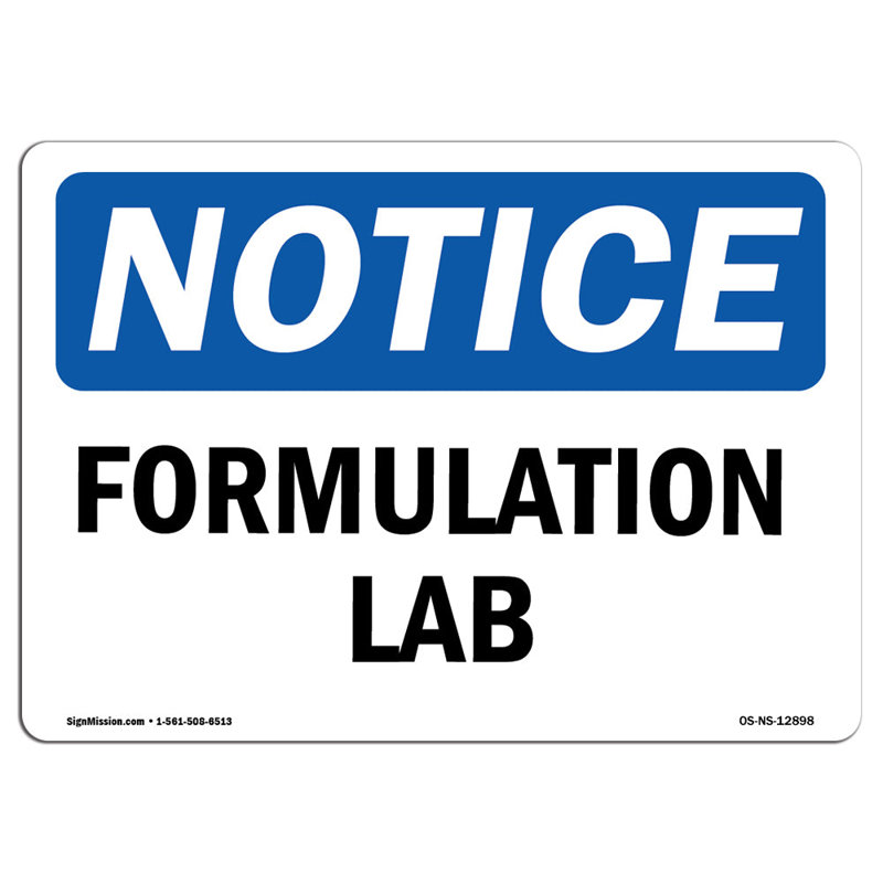 Enseigne en aluminium Formulation Lab 12 x 18