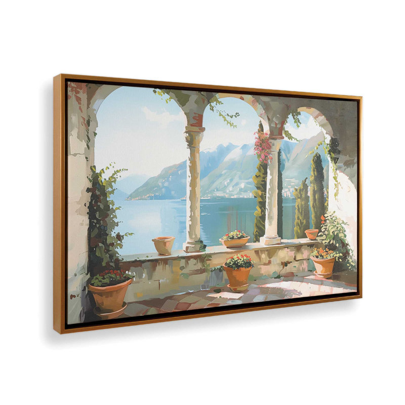 _Lakeside Repose, reproduction sur toile, Cadre flottant or poli, H 10 po x l 14 po x P 1,75 po