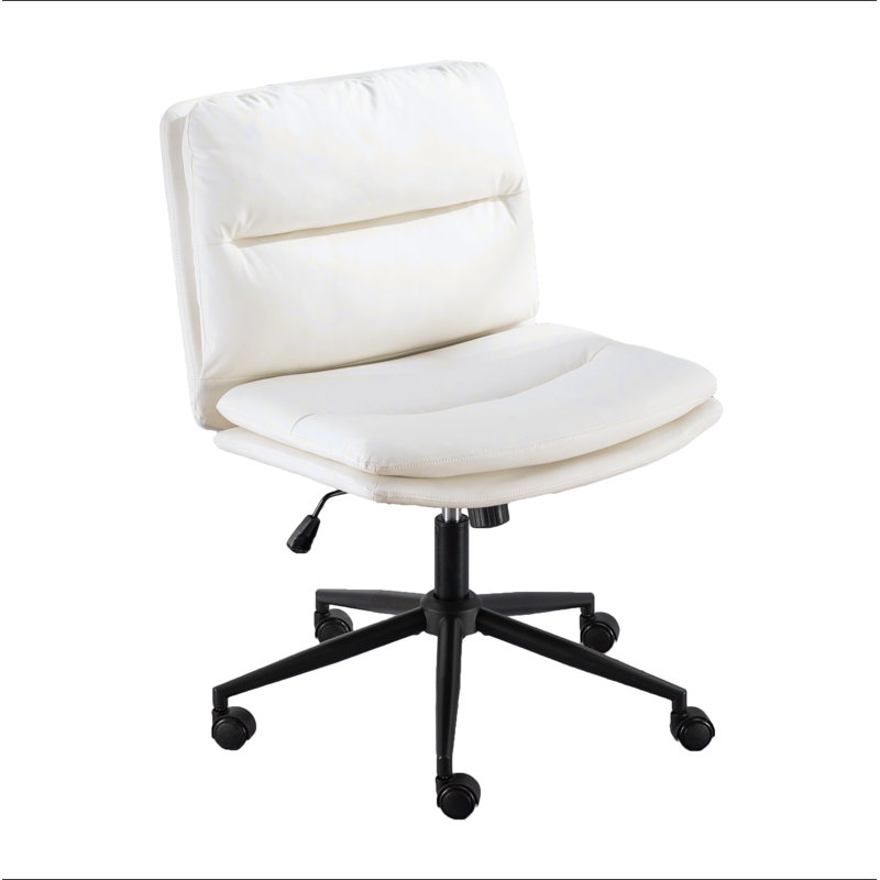 Fauteuil de bureau / chaise de coiffeuse / siège large / pivotant réglable Bizerte, Blanc