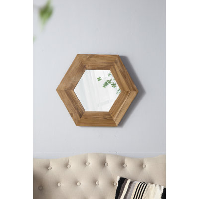 Miroir hexagonal en bois 18,5 po X