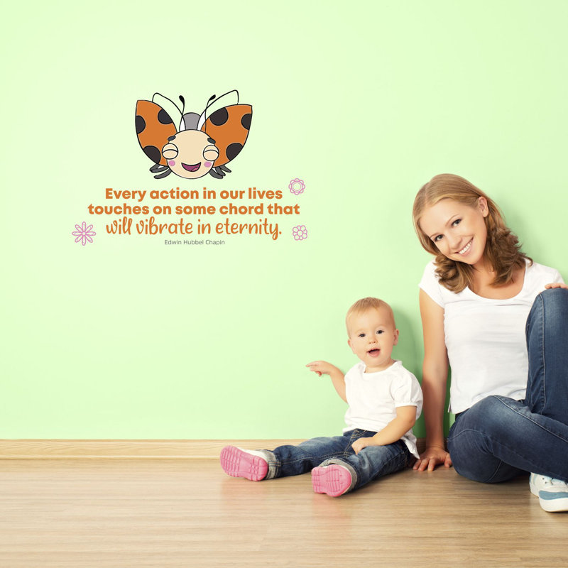 Décalcomanie murale en vinyle « every action cute coccinelle », H 8 po x l 10 po