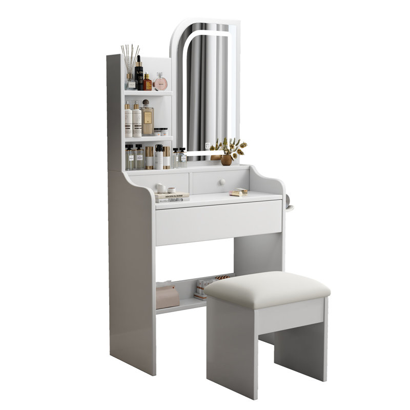 Élégant meuble-lavabo avec 3 lumières de couleur - blanc, matériau, amplement de possibilités de rangement, modes miroir tendance, fabrication