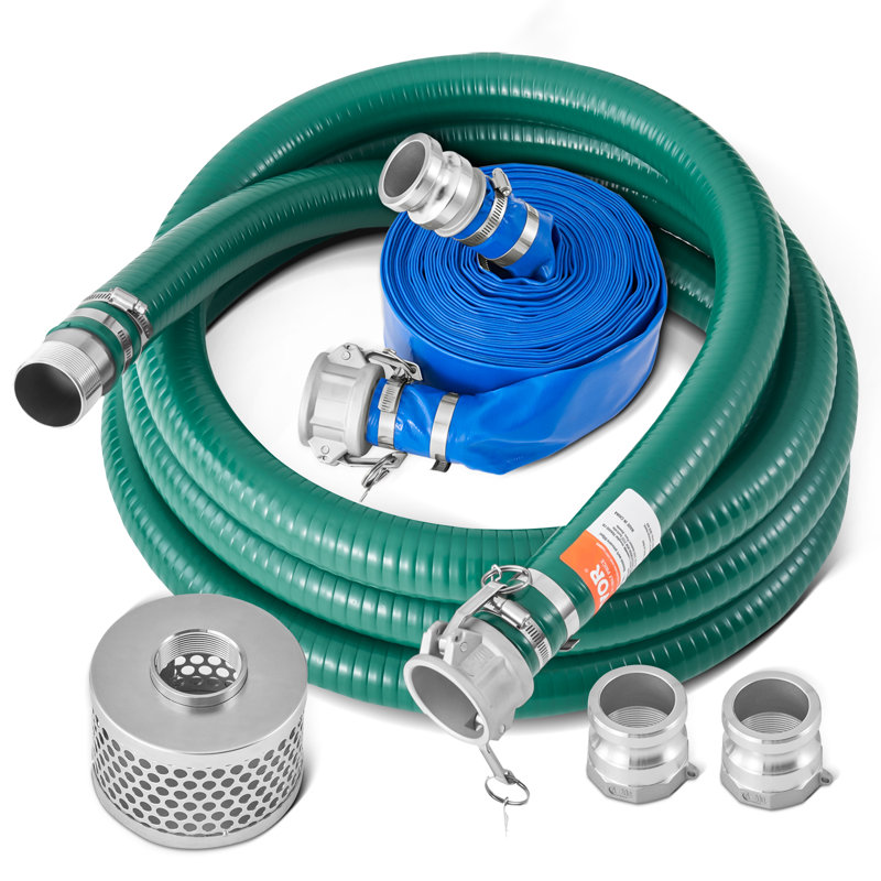 Ensemble de tuyau d'aspiration pour pompe à eau 2 po x 20 pi vert / bleu 65 pi VEVOR