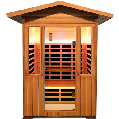 Outdoor 1800W Cedar and Hemlock FAR Infrared Sauna Room 2 Person Saunas with App Control -  OUTEXER, T59C3HSY