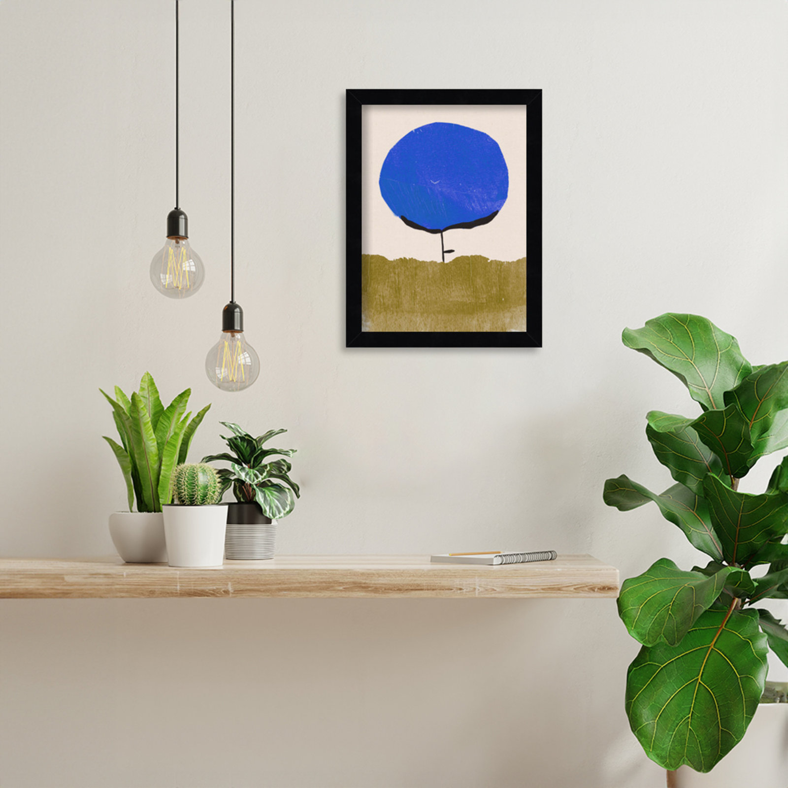 Blue Flower Print by Alisa Galitsyna, 13" H x 10" W, Black