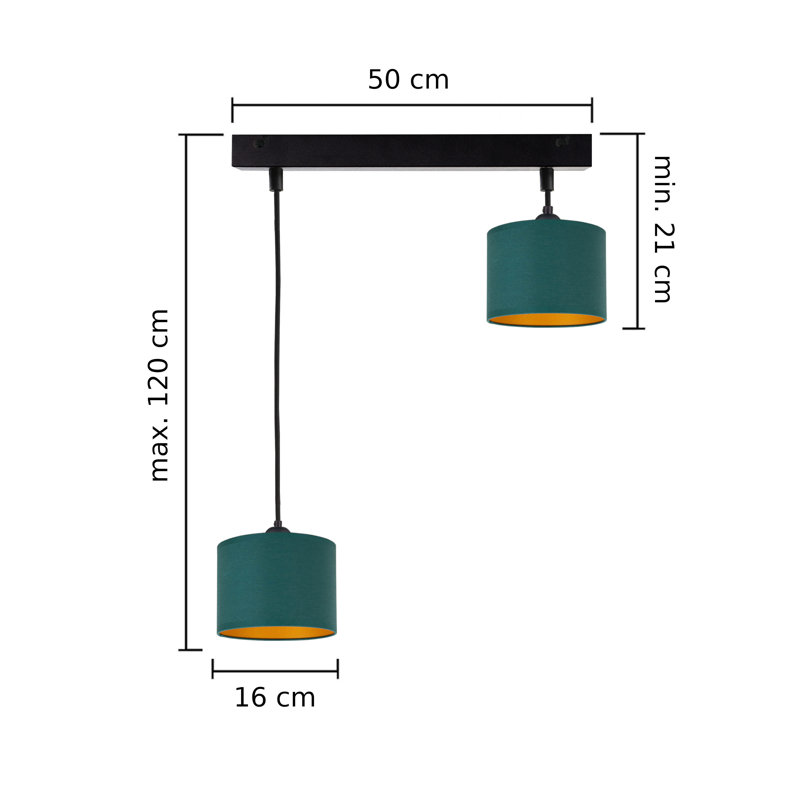 Marciella - Light Drum Pendant, 21cm H x 54cm W, 2, Green
