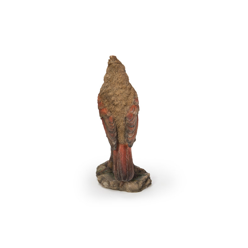Female Cardinal on Stump Polyresin Garden Statue