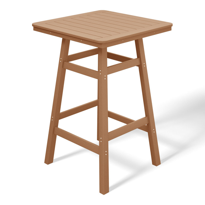 Laguna Square Outdoor Bar Table With Umbrella Hole , 30.7'' in. W 30.7'' in. D, Brown