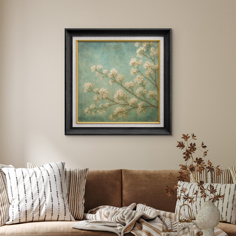 Art mural encadré de qualité supérieure - reproduction de fleurs rétro pour décor de chambre à coucher - 26 po x 36 po, Noir