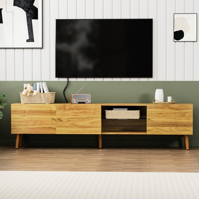 Meuble télé 70 po avec rangement élégant. Support de style Mid Century Modern