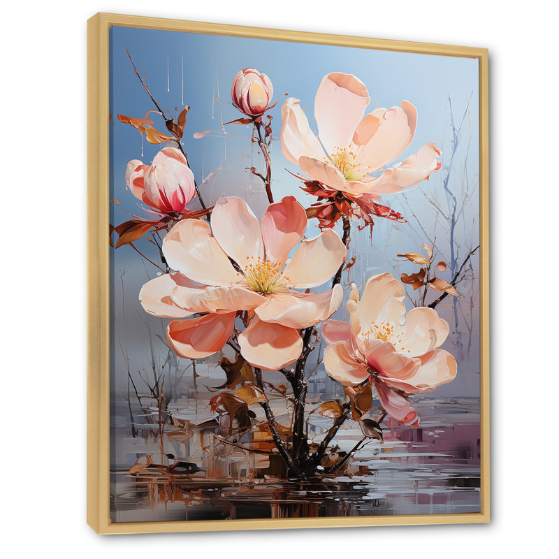 Représentation de magnolias rose et bleu multicolore Représentation de magnolias rose et bleu multicolore II