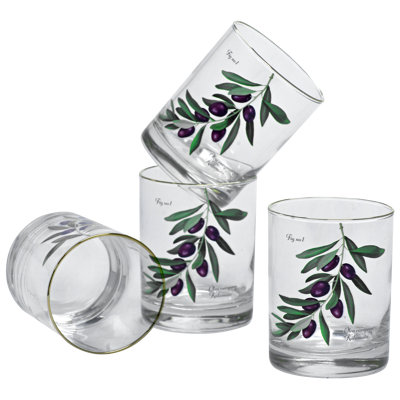 East Urban Home 14-Ounce 22k Gold Rim DOF Double Old Fashioned Glass (Set of 4) - Olives Botanical -  9F27F7E32E6A462C9AFE6E56DEA63FF9