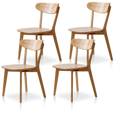 100% Solid Wood Dining Chairs,Mid Century Modern Dining Chairs with Rounded Backrest,Kitchen,Dining Room Chairs Set of 4 (Original Wood Color)
