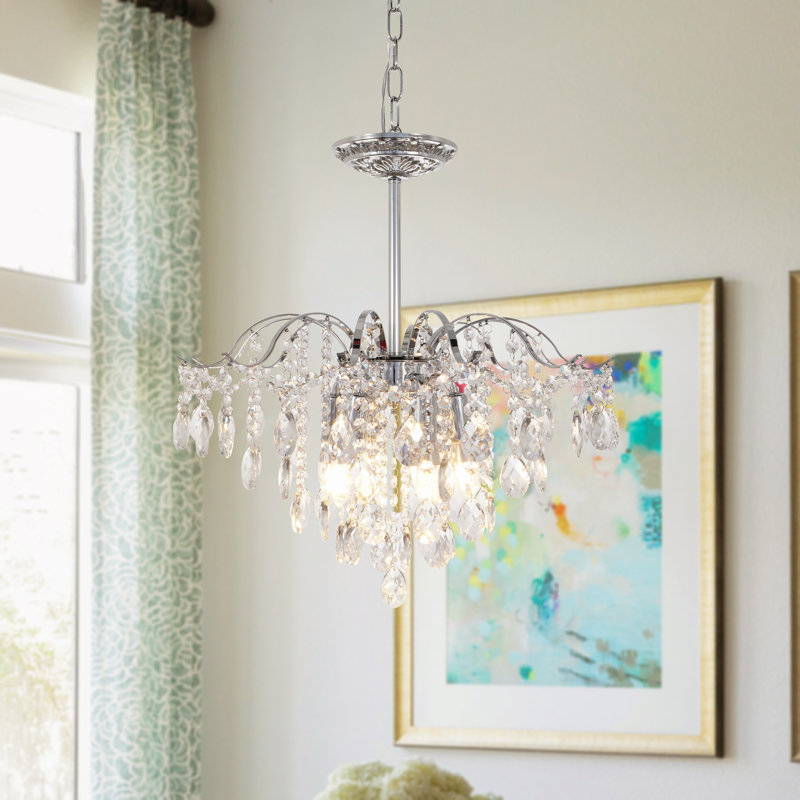 Lustre en cristal 20 niveaux Mid-Century à 6 lumières à intensité variable 