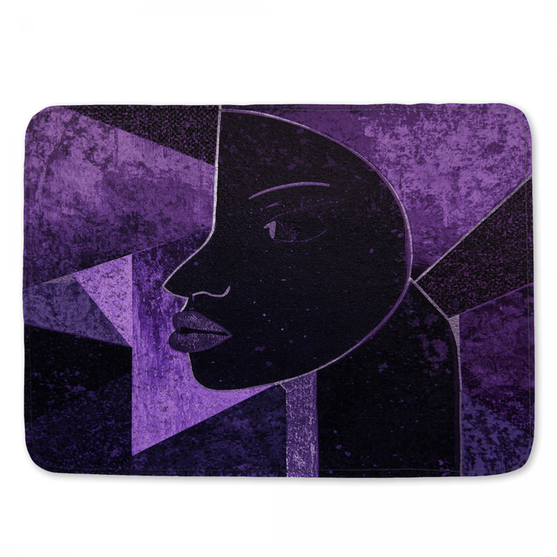 Tapis de bain mauve à motif géométrique, L 24 po x L 17 po